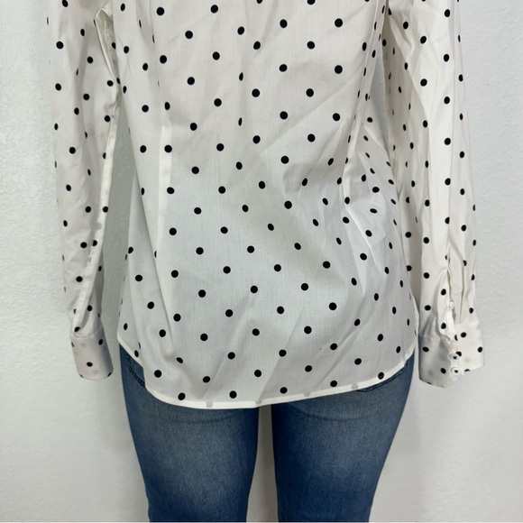 Talbots no iron polka dot button down blouse long sleeve shirt worms. Size 12 - Picture 10 of 16